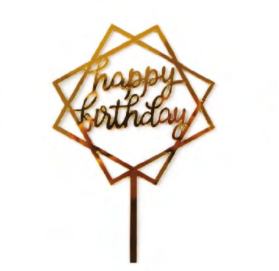 Cake topper - Square Happy Birthday