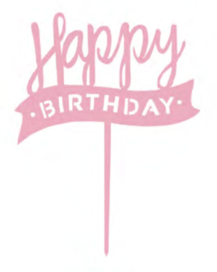 Cake topper - Pink Happy Birthday