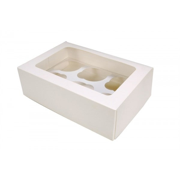 Boite blanche avec fenêtre - 6 cupcakes